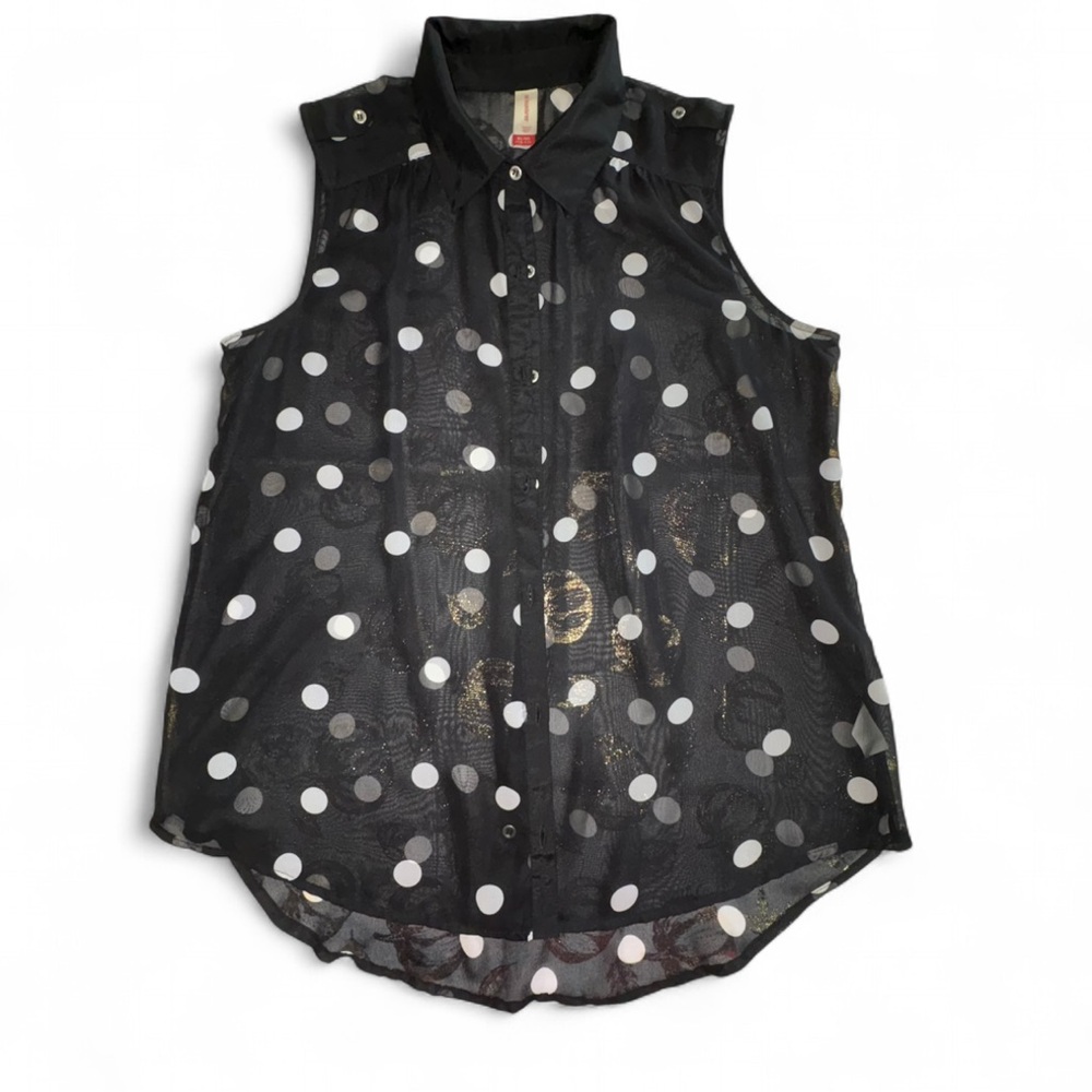 No Bounderies Polka Dot Sleeveless Sheer Blouse!